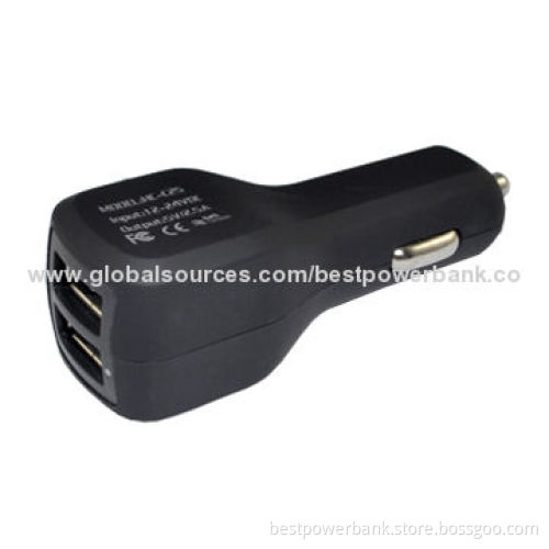 Good Quality Dual-USB Car Charger for All Smartphones and Pads, 12-24V DC Input